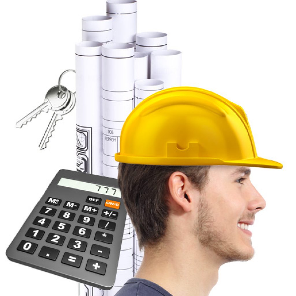 homme chantier calculatrice